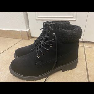 Black Sherpa Combat Boots Snow Boots